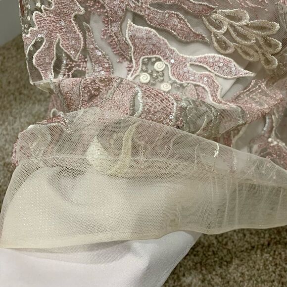 Stunning Custom Embroidered & Sequined Floral Lace Sexy Back Fishtail Gown - Picture 13 of 14